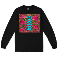Black xoxo valentine's day pink roses and hearts Long Sleeve Tee - Jasminsmagicworld