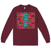 Burgundy xoxo valentine's day pink roses and hearts Long Sleeve Tee - Jasminsmagicworld