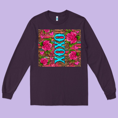 Xoxo Valentine's Day Pink Roses And Hearts Long Sleeve Tee Designed By Jasminsmagicworld