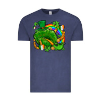 Vintage Denim st patricks lips with horseshoe rainbow and shamrocks Vintage Tee - AdoDesignShop