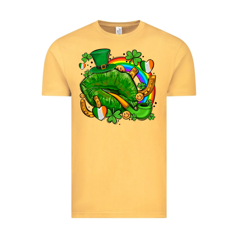 St Patricks Lips With Horseshoe Rainbow And Shamrocks Vintage Tee by AdoDesignShop | Teevron