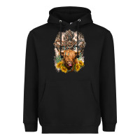 Black Western Heifer Cow with crosses Heavyweight Hoodie - LillyAllenDesigns
