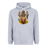 Heather Grey Western Heifer Cow with crosses Heavyweight Hoodie - LillyAllenDesigns
