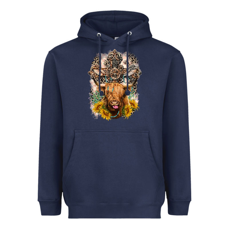 Western Heifer Cow With Crosses Heavyweight Hoodie by LillyAllenDesigns | Teevron