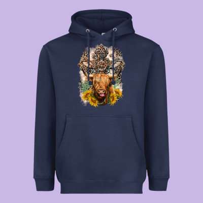 Western Heifer Cow With Crosses Heavyweight Hoodie Designed By Lillyallendesigns