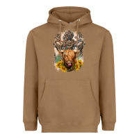 Toasted Coconut Western Heifer Cow with crosses Heavyweight Hoodie - LillyAllenDesigns