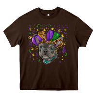 Chocolate Brown mardi gras french bulldog Heavy Core Tee - RanaPortraitStore