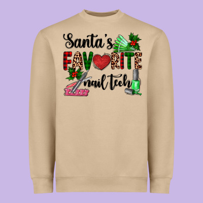 Santa's Favorite Nail Tech Heavyweight Sweatshirt Designed By Adodesignshop