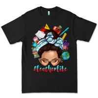 Black teacher life messy bun Premium Tee - texasbilliewilder