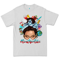 Dove Grey teacher life messy bun Premium Tee - texasbilliewilder