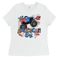 White fourth of july monster truck all american boy Ladies Tee - RanaPortraitStore