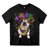 Black Mardi gras hat  english bulldog Heavy Core Tee - RanaPortraitStore