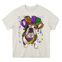 Cream Mardi gras hat  english bulldog Heavy Core Tee - RanaPortraitStore
