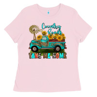 Bubblegum Pink country roads take me home Ladies Tee - RanaPortraitStore