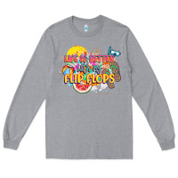 Heather Grey Life is better with my flip flops Long Sleeve Tee - NancyCooperArtShop