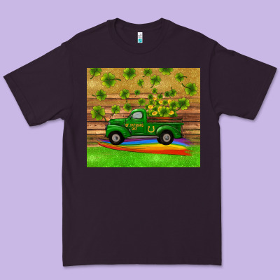 Premium Tee st patricks day truck shamrock with rainbow tumbler
