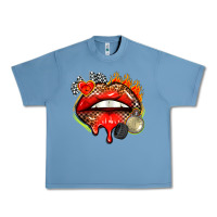 Pebble Blue race lips Urban Heavy Tee - AdoDesignShop
