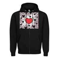 Black valentine's day hearts Zipper Hoodie - MaliasSmallBusiness