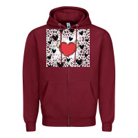 Burgundy valentine's day hearts Zipper Hoodie - MaliasSmallBusiness