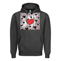 Charcoal Heather valentine's day hearts Zipper Hoodie - MaliasSmallBusiness