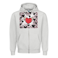 Dove Grey valentine's day hearts Zipper Hoodie - MaliasSmallBusiness