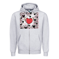 Heather Grey valentine's day hearts Zipper Hoodie - MaliasSmallBusiness