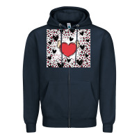 Navy valentine's day hearts Zipper Hoodie - MaliasSmallBusiness