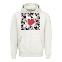 Oatmeal Heather valentine's day hearts Zipper Hoodie - MaliasSmallBusiness
