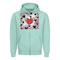 Seafoam valentine's day hearts Zipper Hoodie - MaliasSmallBusiness