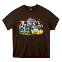 Chocolate Brown farm animals truck Heavy Core Tee - Zillion Design Studio