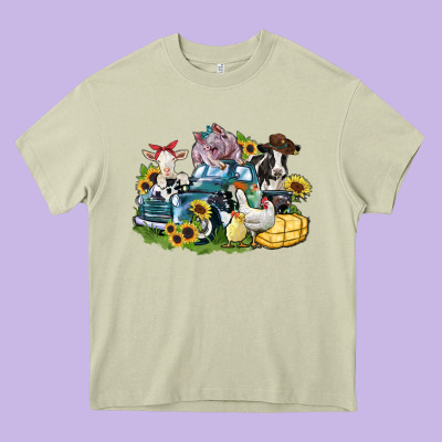 Farm Animals Truck Heavy Core Tee Designed By Zillion Design Studio