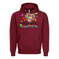 Burgundy Different is beautiful Zipper Hoodie - NancyCooperArtShop