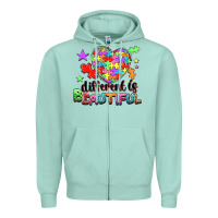 Seafoam Different is beautiful Zipper Hoodie - NancyCooperArtShop