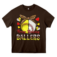 Chocolate Brown busy raising ballers with baseball and softball Heavy Core Tee - texasbilliewilder