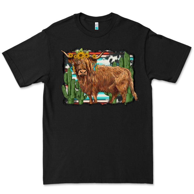 Western Cactus Highland Cow Premium Tee by BarkalooDesign | Teevron