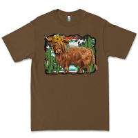Cacao western cactus highland cow Premium Tee - BarkalooDesign