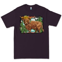 Plum western cactus highland cow Premium Tee - BarkalooDesign