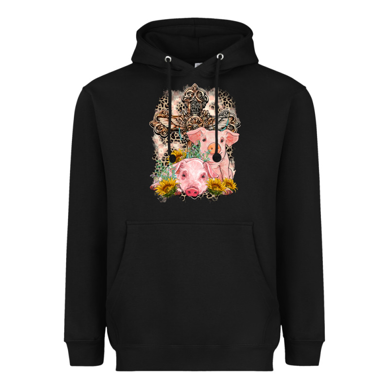 Western Pigs With Crosses Heavyweight Hoodie by LillyAllenDesigns | Teevron
