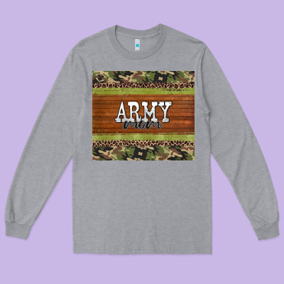 Army Mom Leopard Glitter Camouflage Long Sleeve Tee Designed By Barkaloodesign