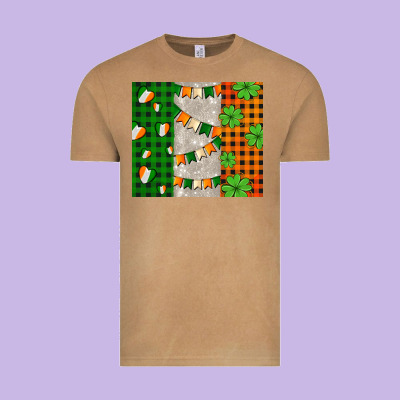 Irish Flag With Shamrocks And Heart Vintage Tee Designed By Adodesignshop