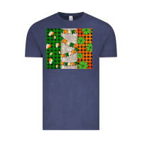 Vintage Denim irish flag with shamrocks and heart Vintage Tee - AdoDesignShop