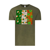 Vintage Olive irish flag with shamrocks and heart Vintage Tee - AdoDesignShop