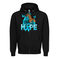 Black Hope teal ribbon Ovarian Cancer nails Zipper Hoodie - NancyCooperArtShop