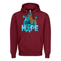 Burgundy Hope teal ribbon Ovarian Cancer nails Zipper Hoodie - NancyCooperArtShop