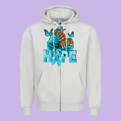 Hope Teal Ribbon Ovarian Cancer Nails Zipper Hoodie Designed By Nancycooperartshop