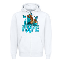 White Hope teal ribbon Ovarian Cancer nails Zipper Hoodie - NancyCooperArtShop