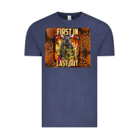 Vintage Denim first in last out firefighter Vintage Tee - AdoDesignShop
