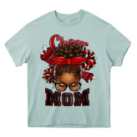 Cheer Mom Afro Messy Bun Heavy Core Tee | Teevron