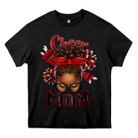 Black cheer mom afro messy bun Heavy Core Tee - texasbilliewilder