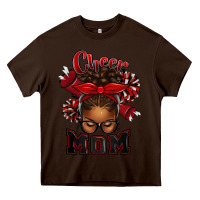 Chocolate Brown cheer mom afro messy bun Heavy Core Tee - texasbilliewilder